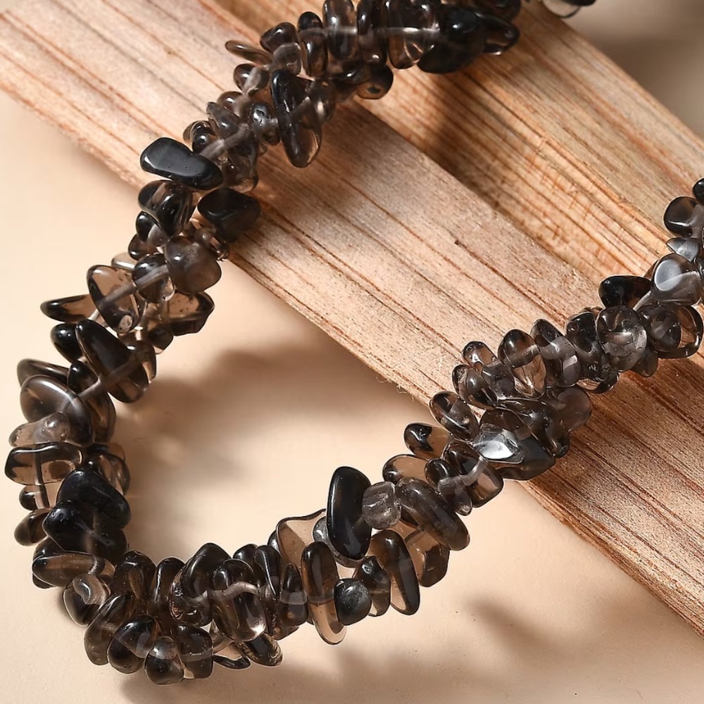 NWOT EverTrue Brazilian Smoky Quartz 375.00 ctw Chips Necklace in Platinum Bond